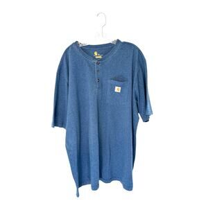 Carhartt Men's Blue Casual Button Up Original Fit Short Sleeve Shirt Size 2XL‎